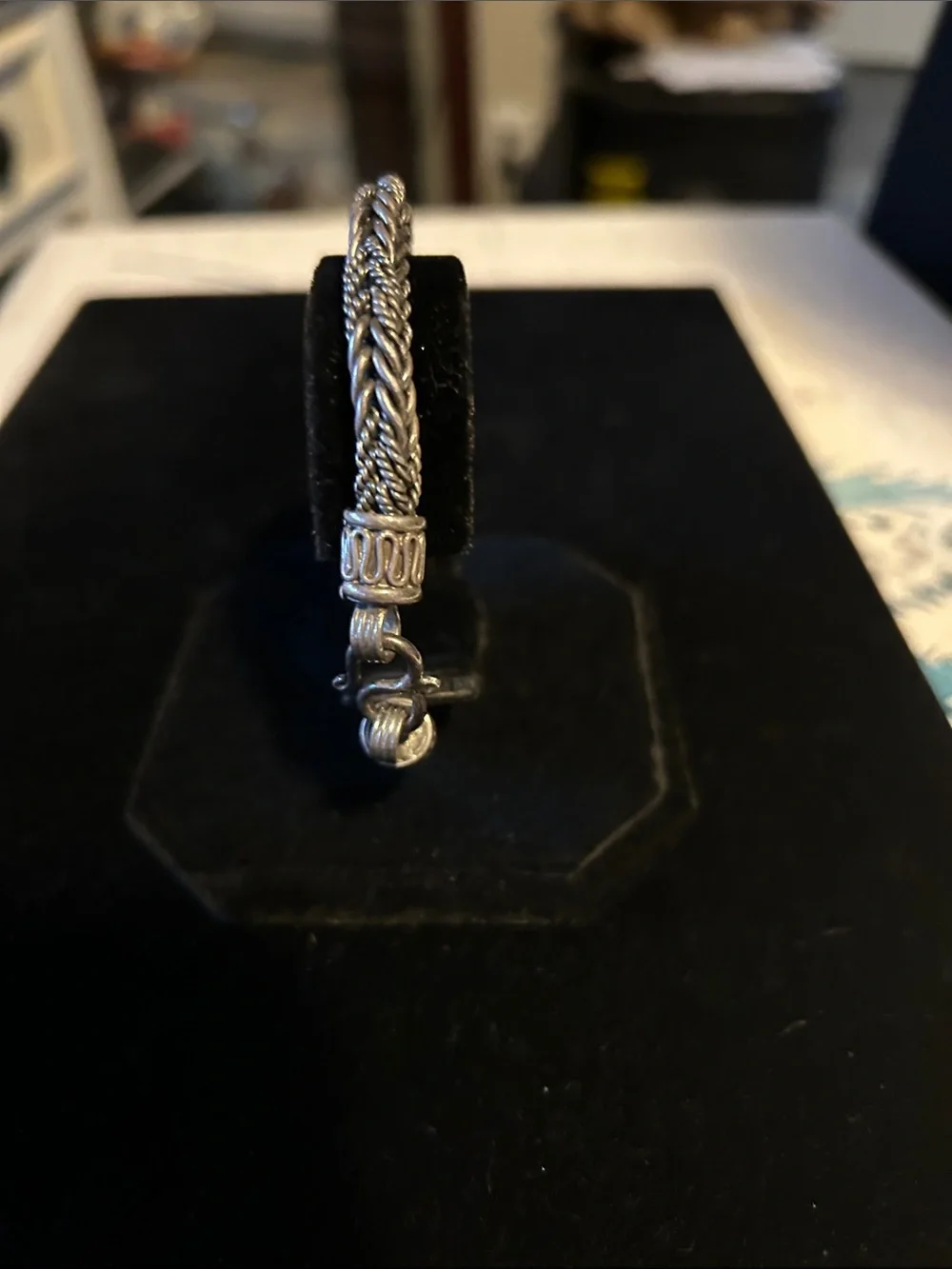 Sterling Silver Braided Woven Bracelet – 37.76g. Marked 925 on clasp